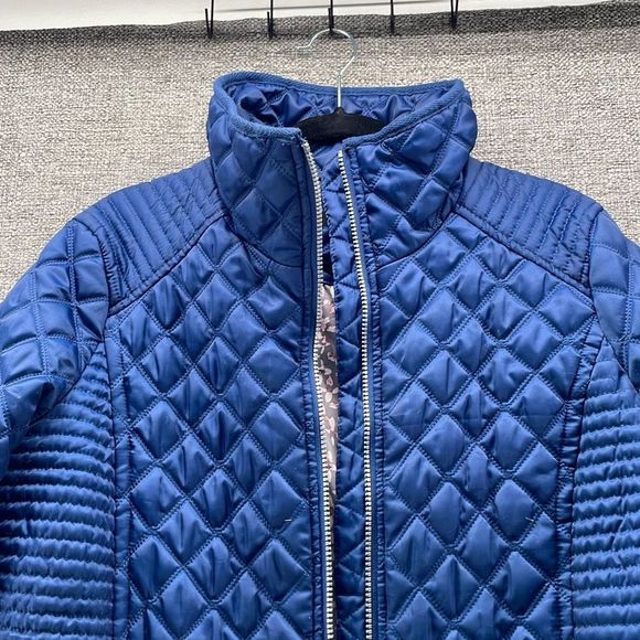 Marc New York Jacket Womans Large Blue Diamond Quilted Full Zip Warm Classic - Picture 2 of 10